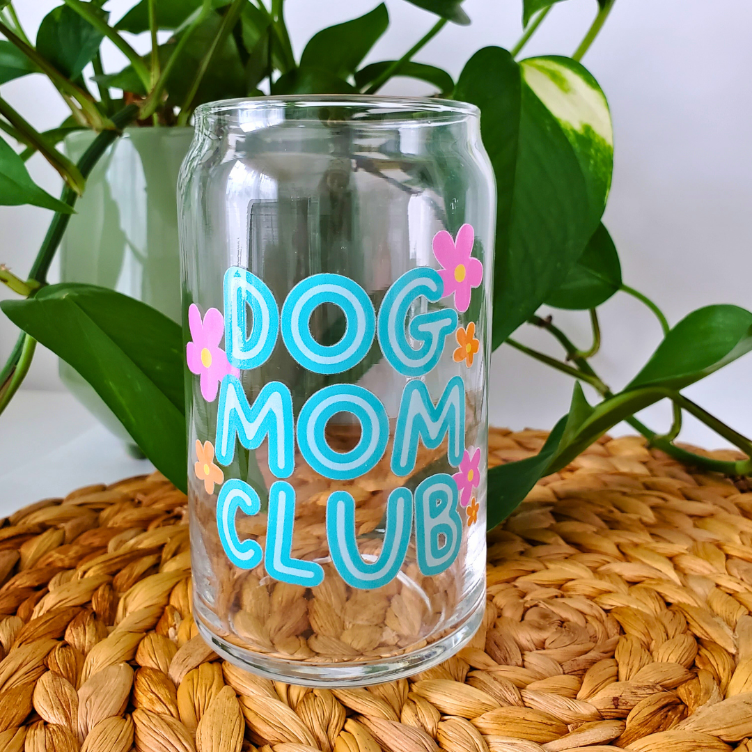 Dog Mom Club 16 oz. Beer Can Glass