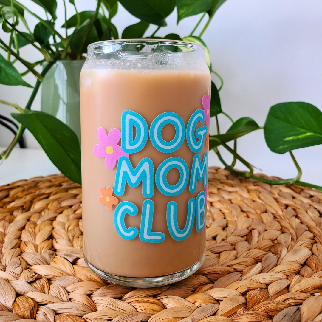 Dog Mom Club 16 oz. Beer Can Glass