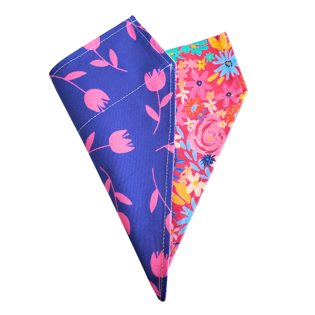 Pink Flowers Collar Bandana