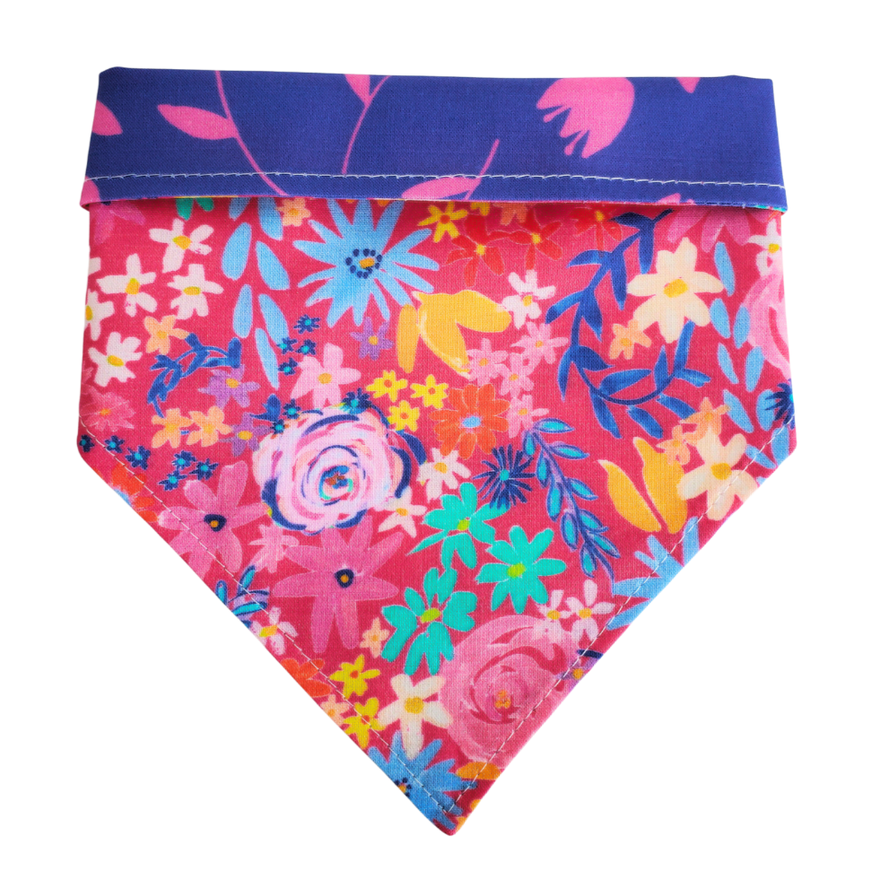 Pink Flowers Collar Bandana