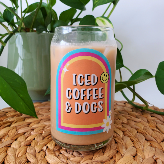 Iced Coffee & Dogs 16 oz. Beer Can Glass