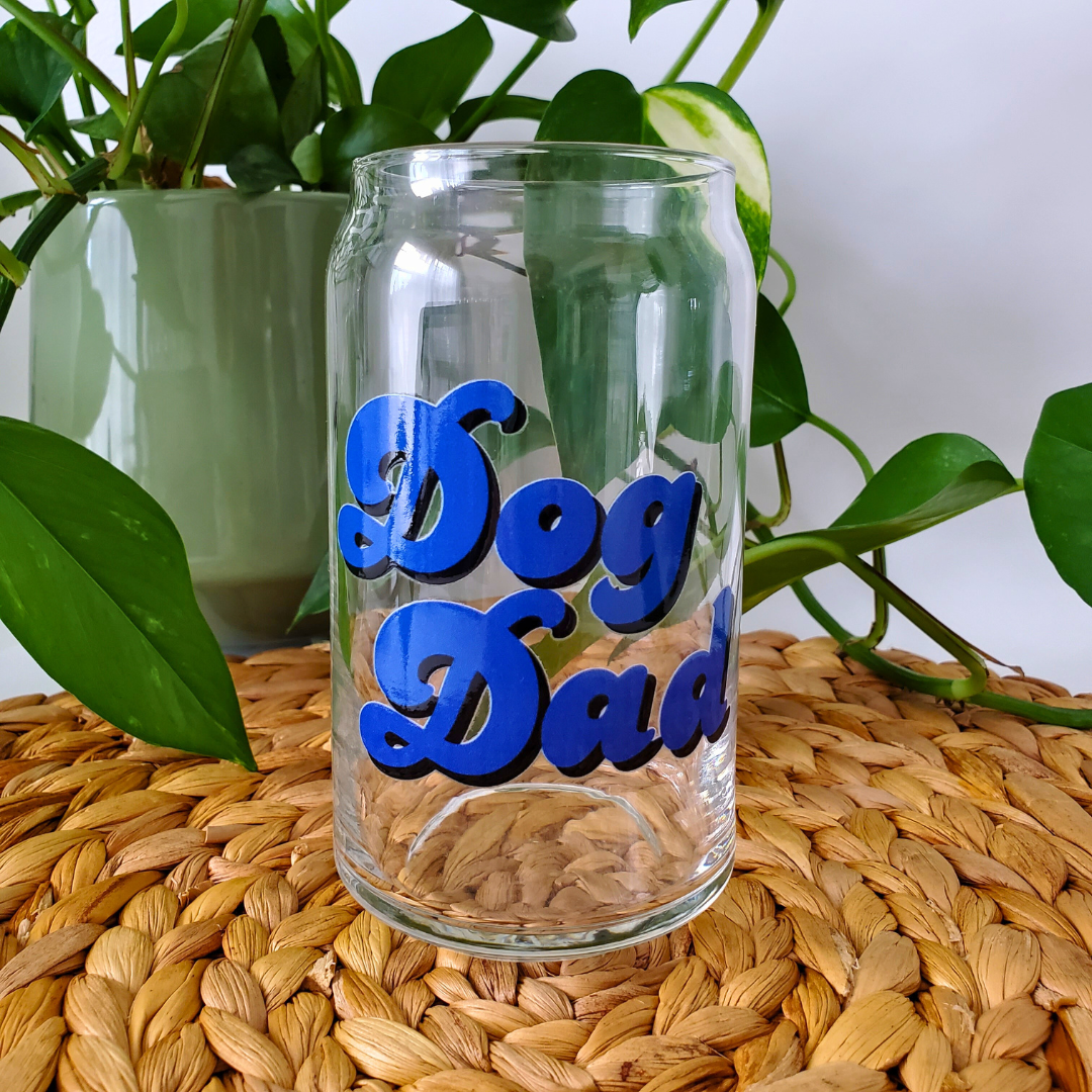 Dog Dad 16 oz. Beer Can Glass