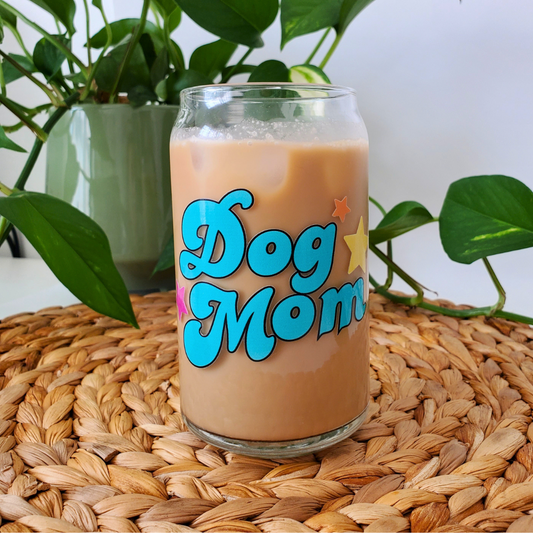 Dog Mom 16 oz. Beer Can Glass