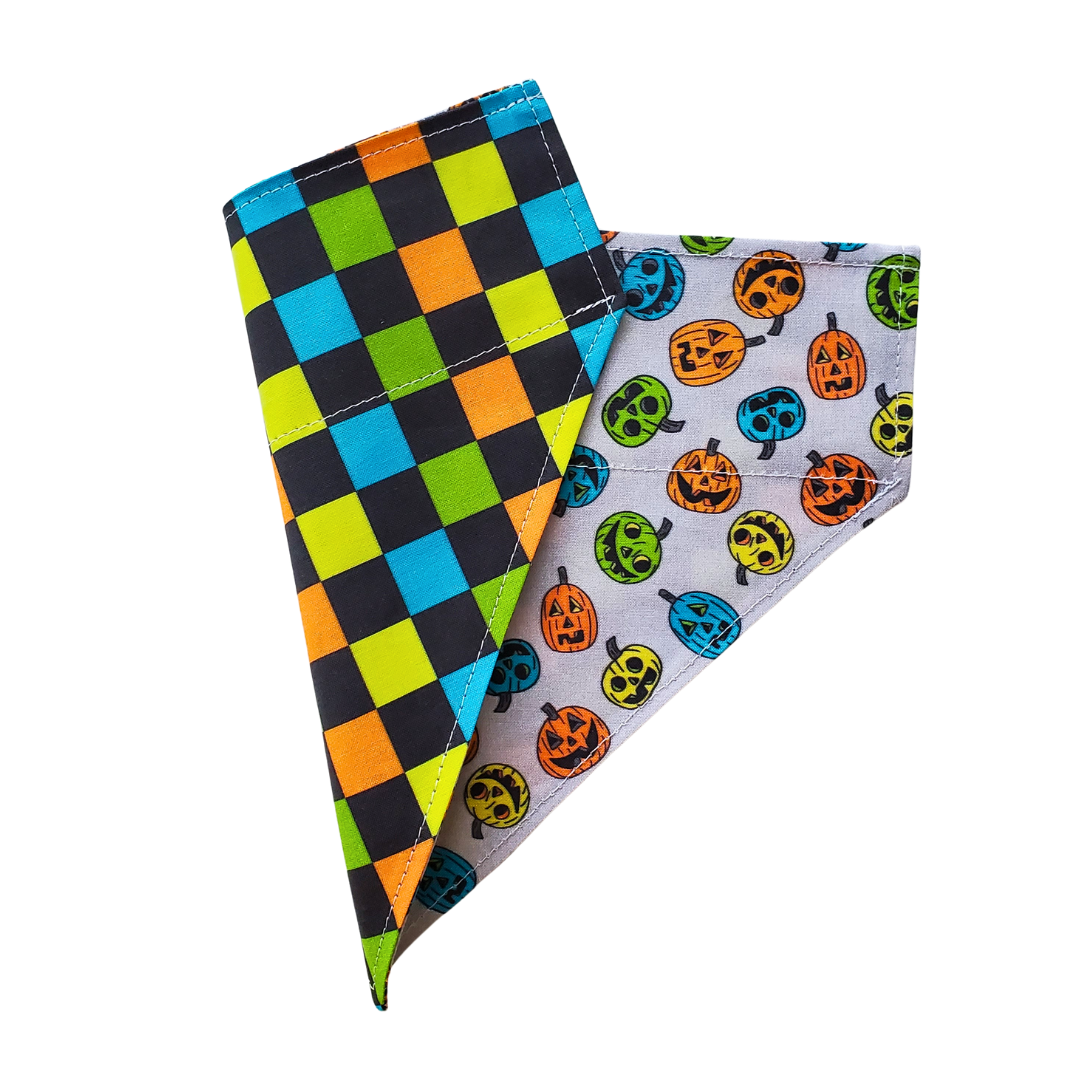 Halloween Check Collar Bandana