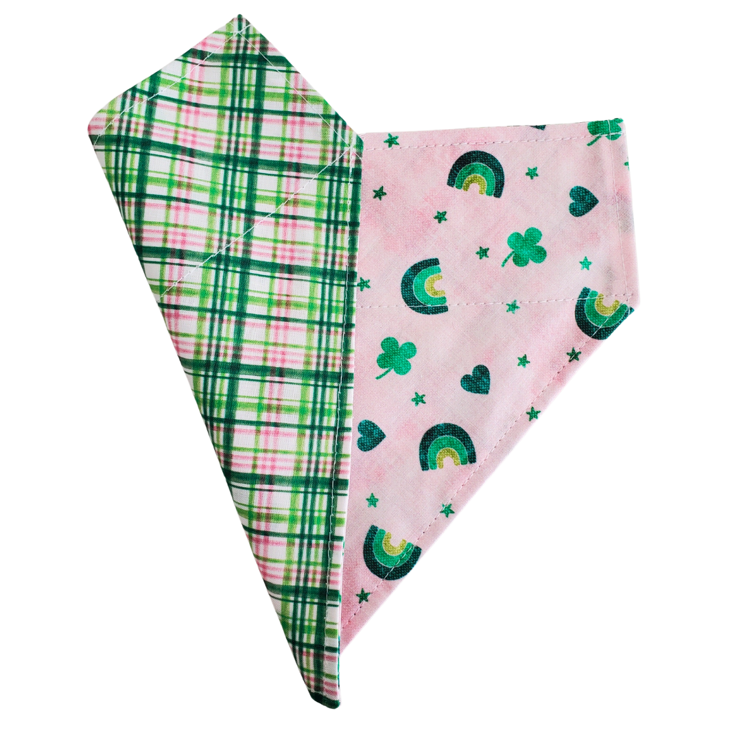 Pink Rainbows & Shamrocks Collar Bandana