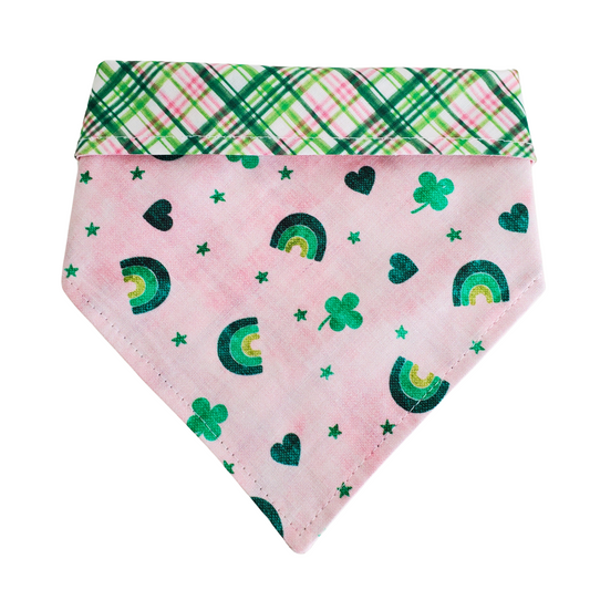 Pink Rainbows & Shamrocks Collar Bandana