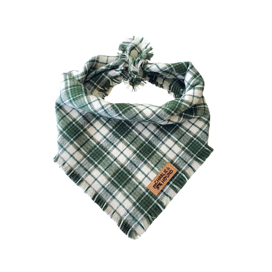Hunter Green Plaid Flannel Tie-on Dog Bandana